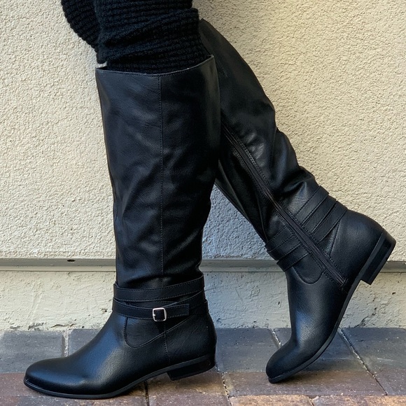 Macy's Shoes Black Smoking Barrel Wide Calf Knee High Boots Poshmark